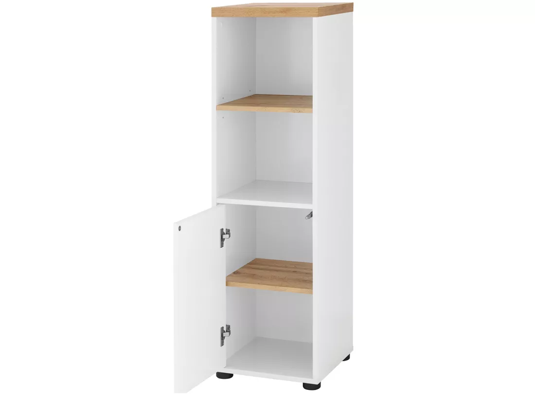 Armoire avec 1 porte et 1 étagère en MDF blanc et chêne