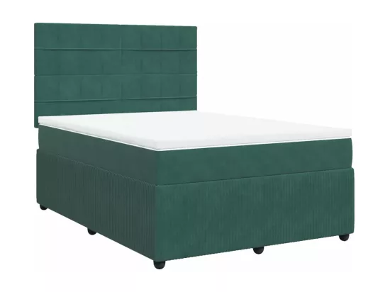 Sommier à lattes de lit et matelas Vert foncé 140x190cm Velours