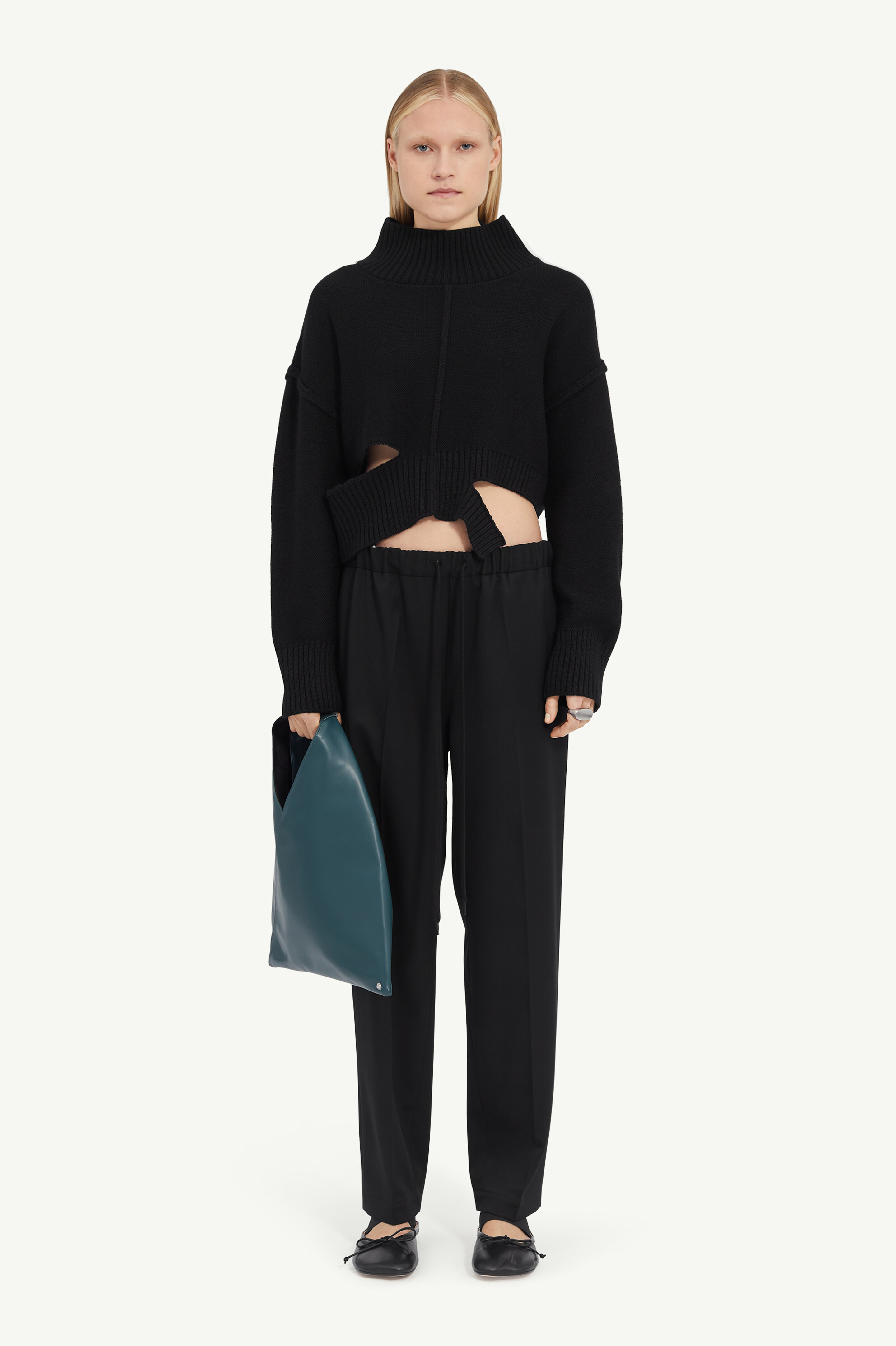 Pantalon en laine à cordon façon tailleur