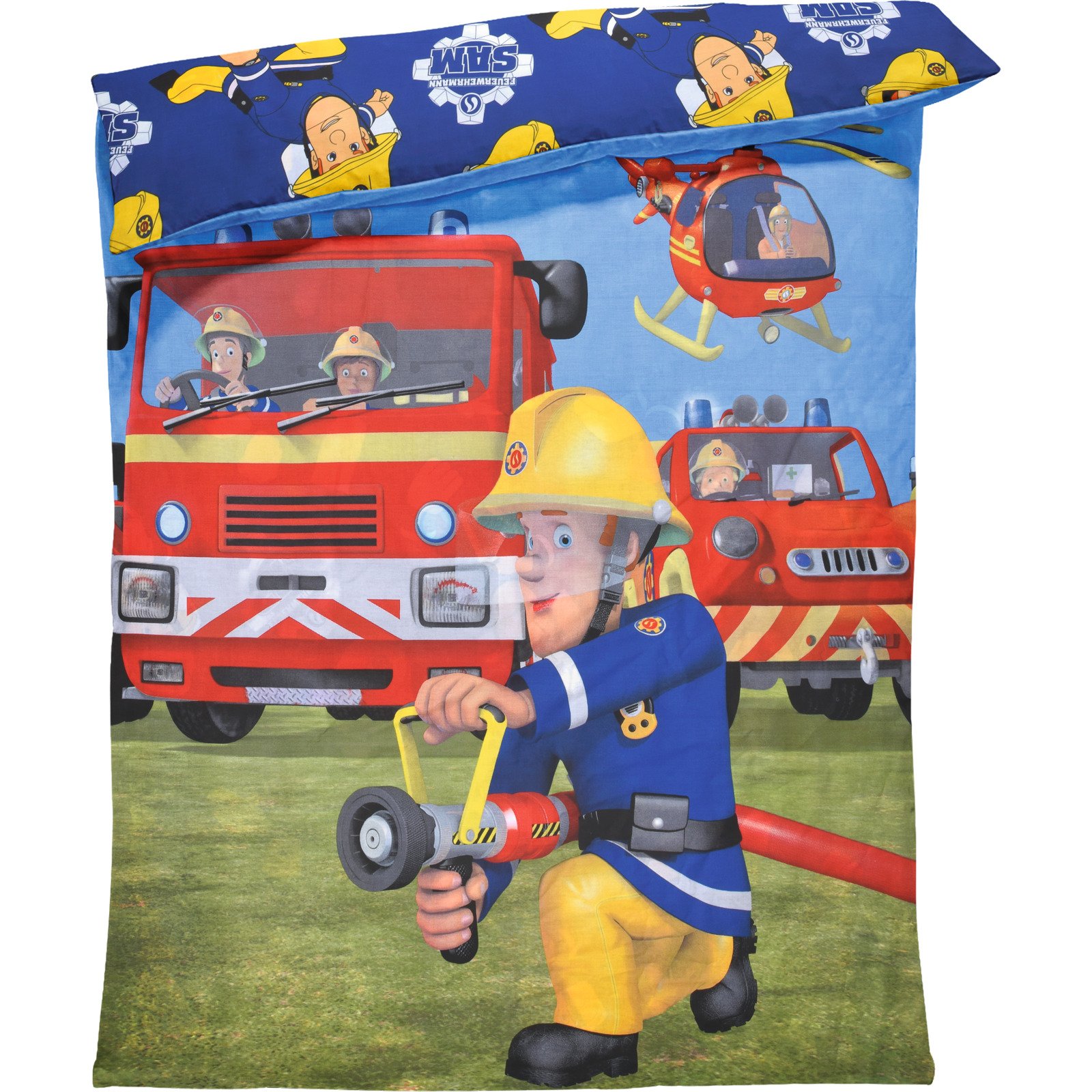 Bettwäsche Renforcé Feuerwehrmann Sam grün blau