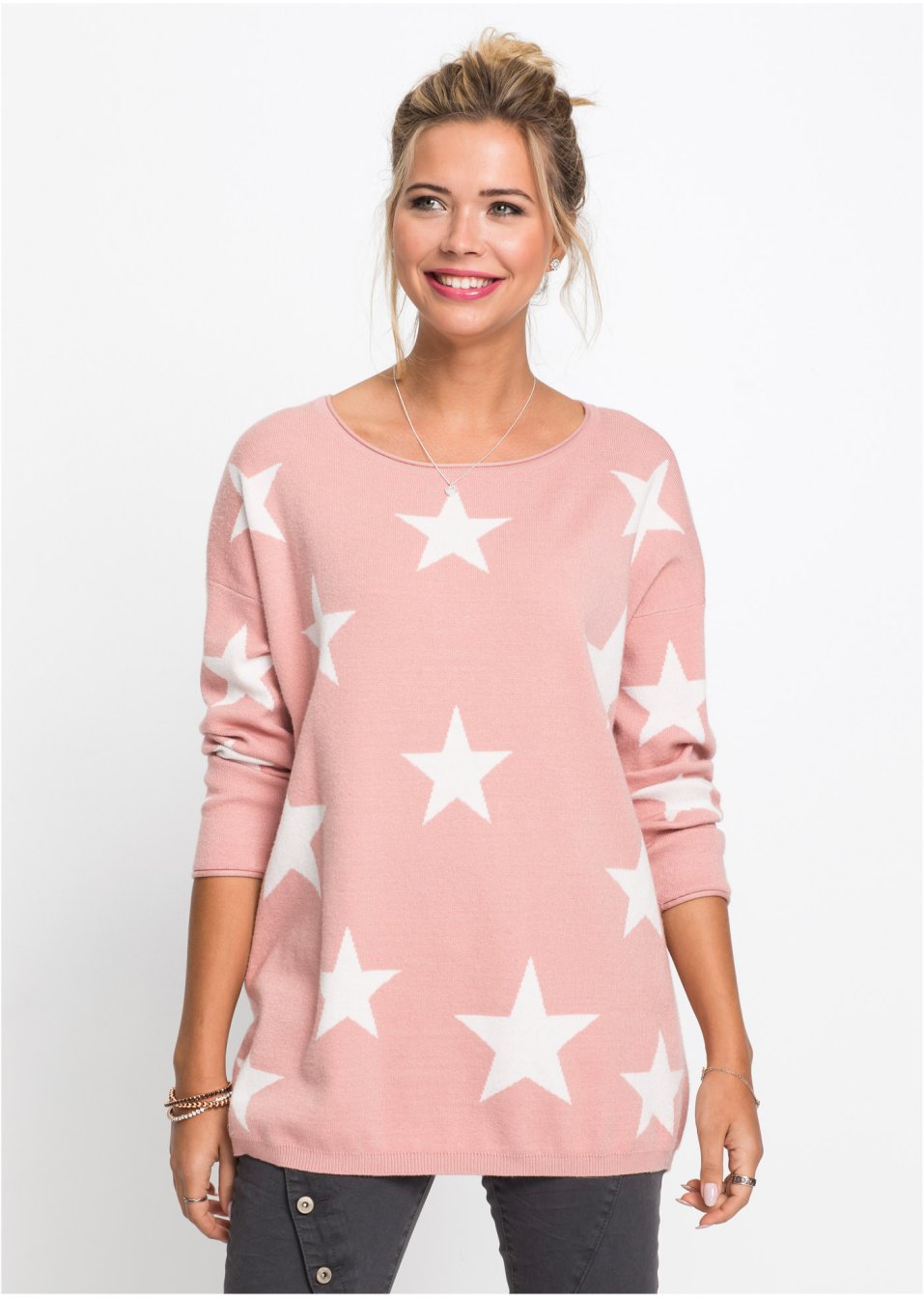 Pull en maille avec imprimé étoiles