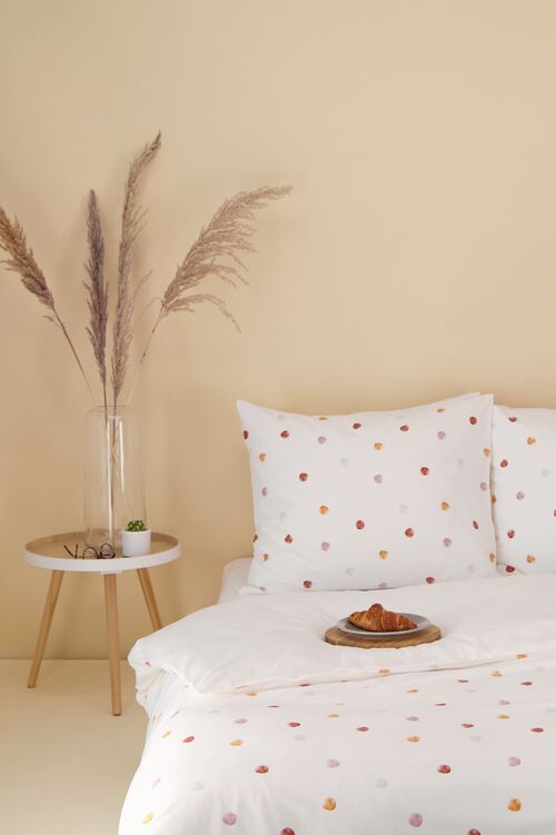 housse de couette petit lit - 120x150 - coton doux pois blanc