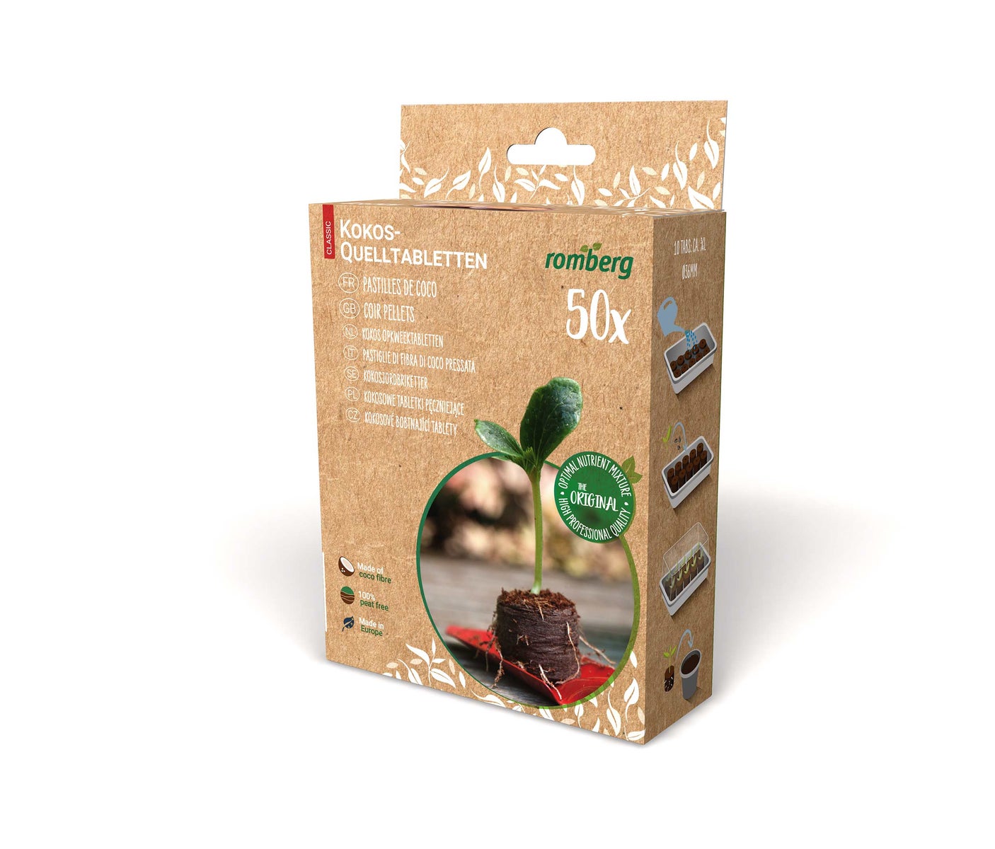 50 kokoszwellende tabletten, 36 mm Ø
