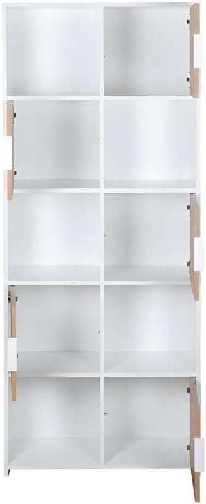 Inter Link - Kommode mit 5 Türen - Sideboard - Standregal - Für Schlafzimmer, Wohnzimmer, Badezimmer - Eiche Artisan - Weiß - Holzwerkstoff - Robust - Pflegeleicht - Pepeto 5TW