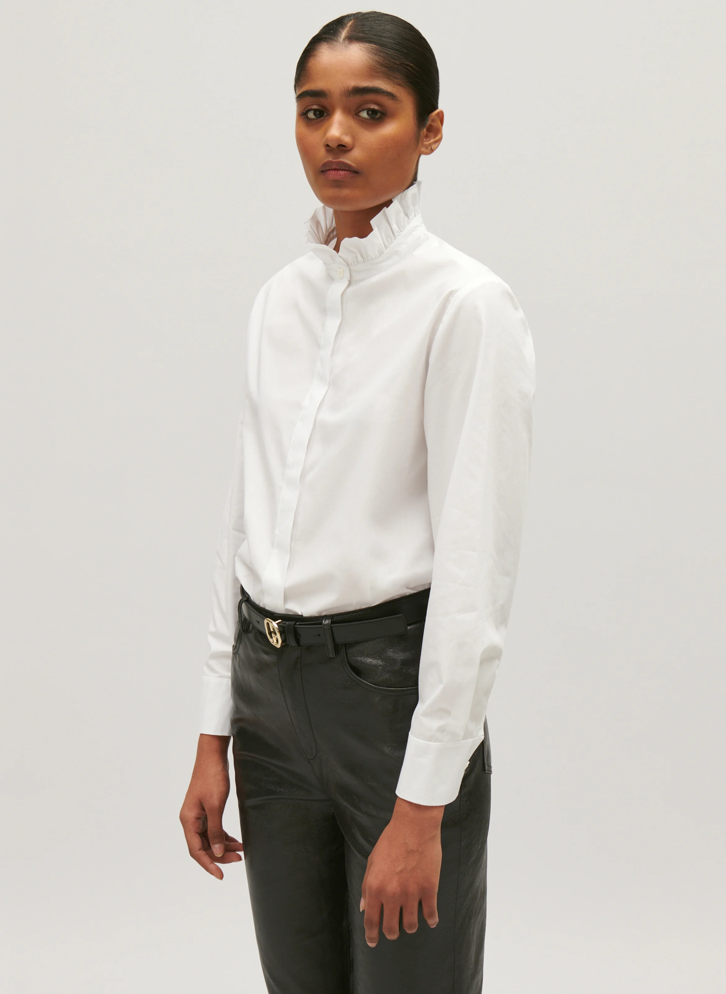 Chemise droite col victorien| Blanc