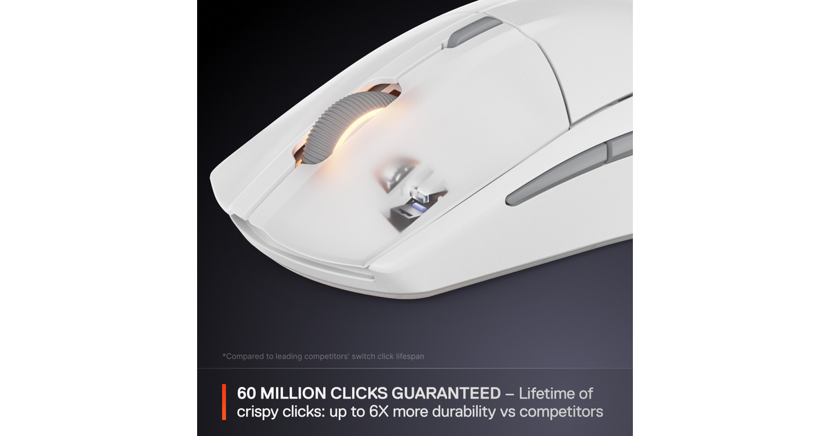 SteelSeriesRival 3 Wireless Gen 2 gaming muis  (Wit, 18.000 dpi, RGB, 2.4GHz / Bluetooth 5.0)