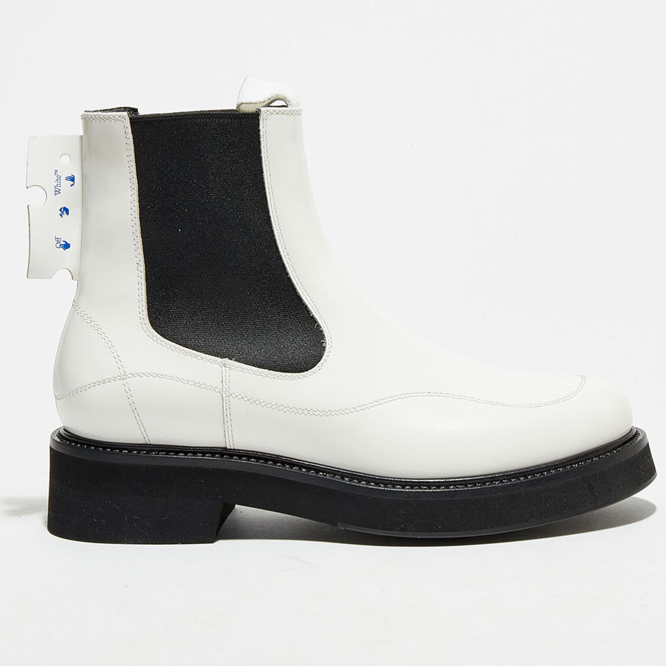 Off White Chelsea Boots en Cuir blanc/noir