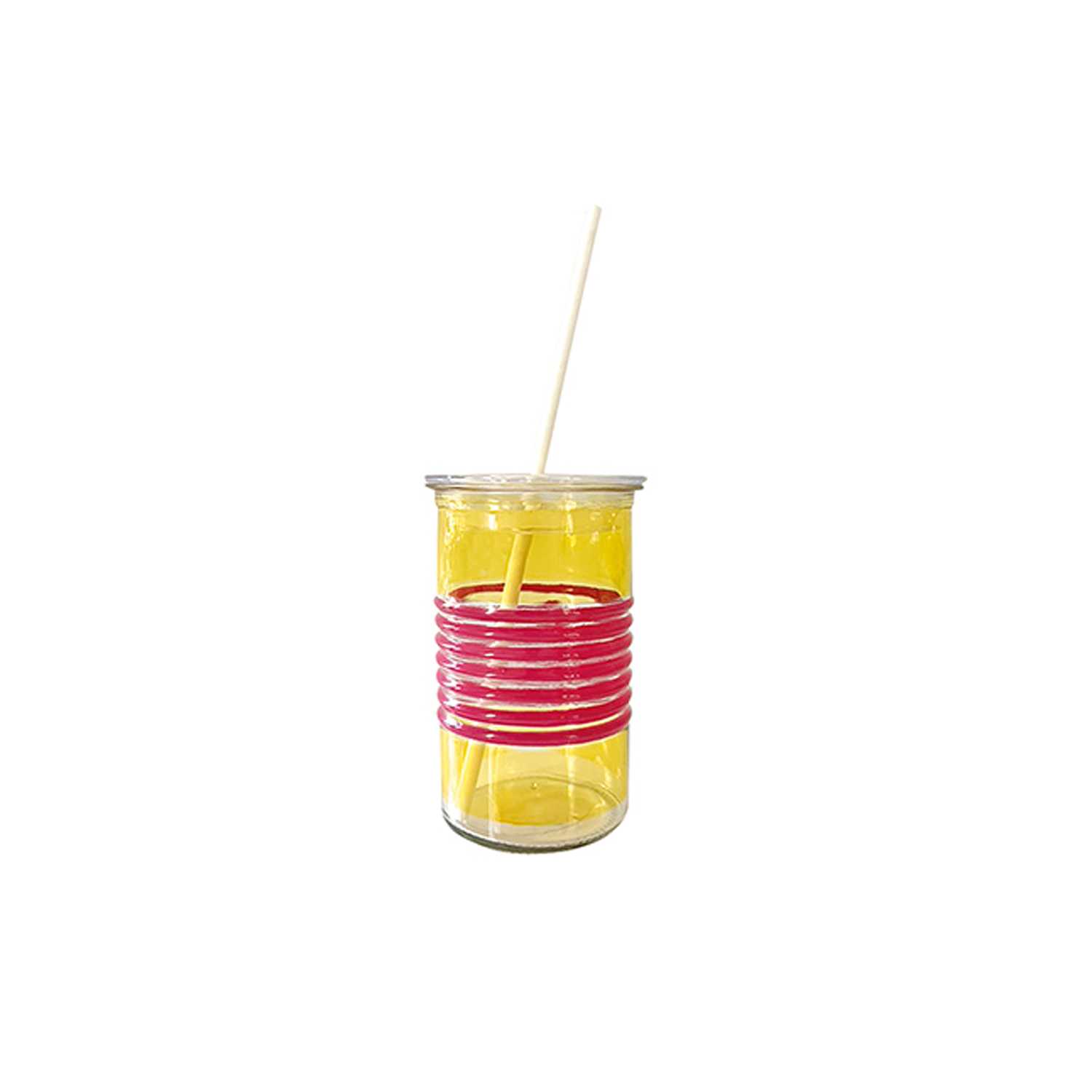 Trinkglas m. Deckel u. Trinkhalm 440ml