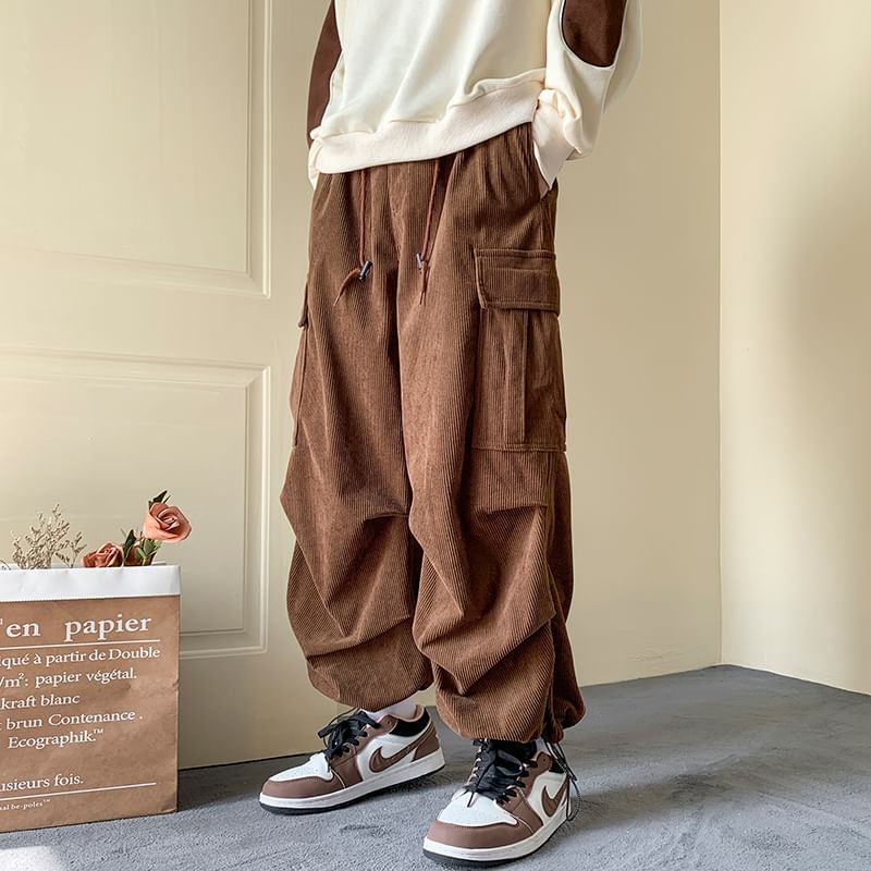 emeisa - Corduroy broek met hoge taille en wijde pijpen