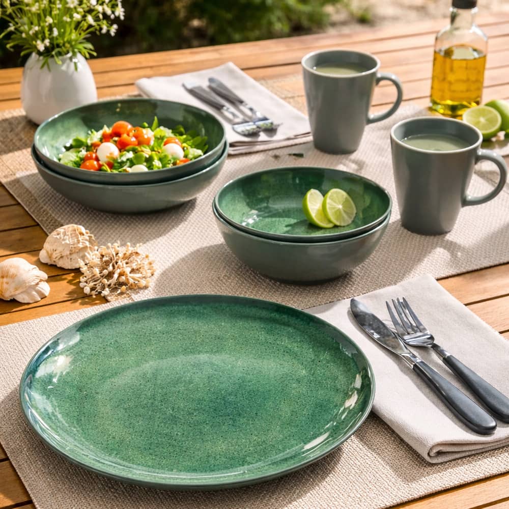 Lot de vaisselle Brunner 8 pièces Sea Green mélamine Tête-à-Tête