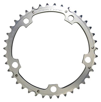 PLATEAU ROUTE 5BRA D.130  MICHE 39DTS MILIEU TRIPLE TYPE SHIMANO ALU ARGENT 9-10V.