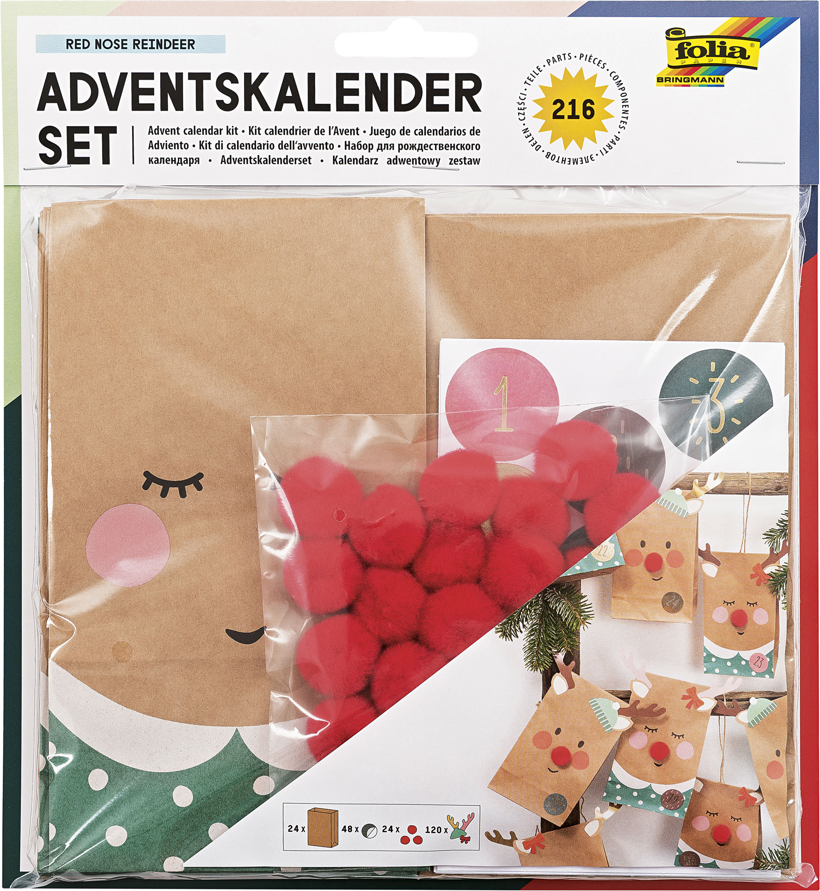 Adventskalender Bastelset RED NOSE REINDEER 216-teilig