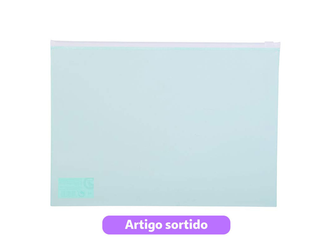 CAPA COM ZIP A4 AUCHAN POLIPROPILENO CORES SORTIDAS