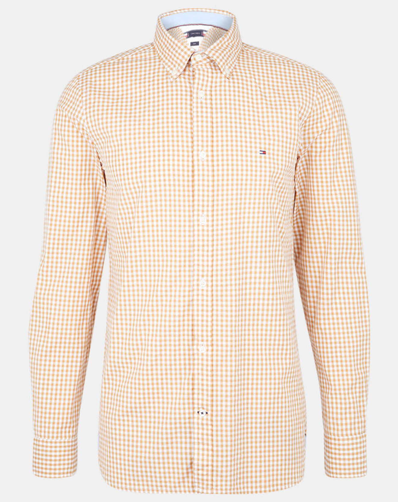 Tommy Hilfiger Chemise Slim 100% Coton Bio Gingham à carreaux camel/blanc