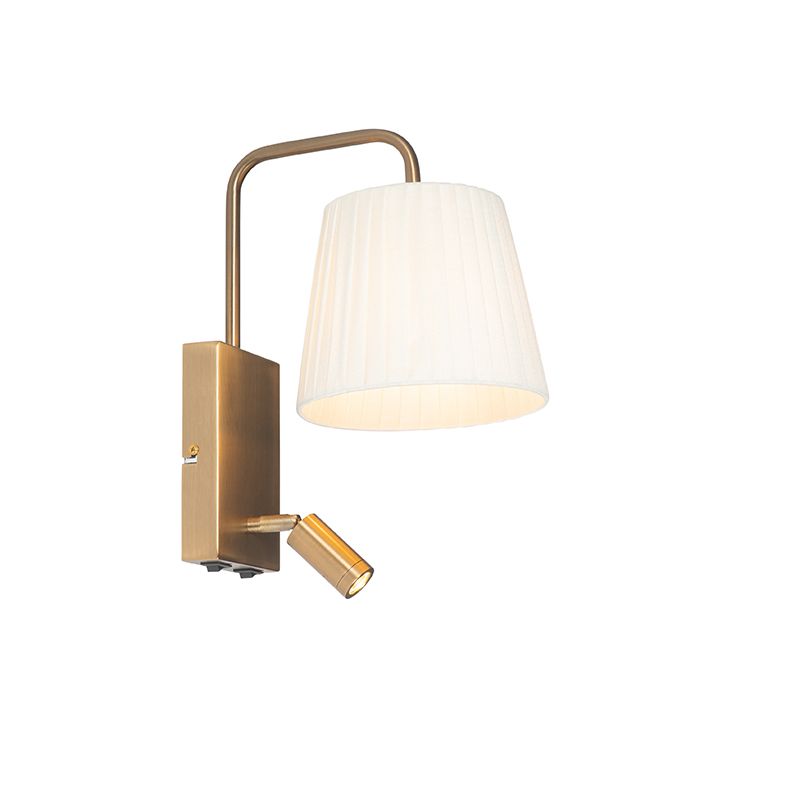 Moderne wandlamp wit en brons met leeslamp - Renier
