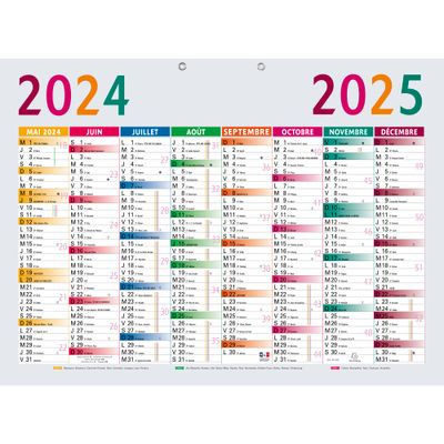Calendrier Multicolore 55 x 40,5 cm - 16 mois - Exacompta