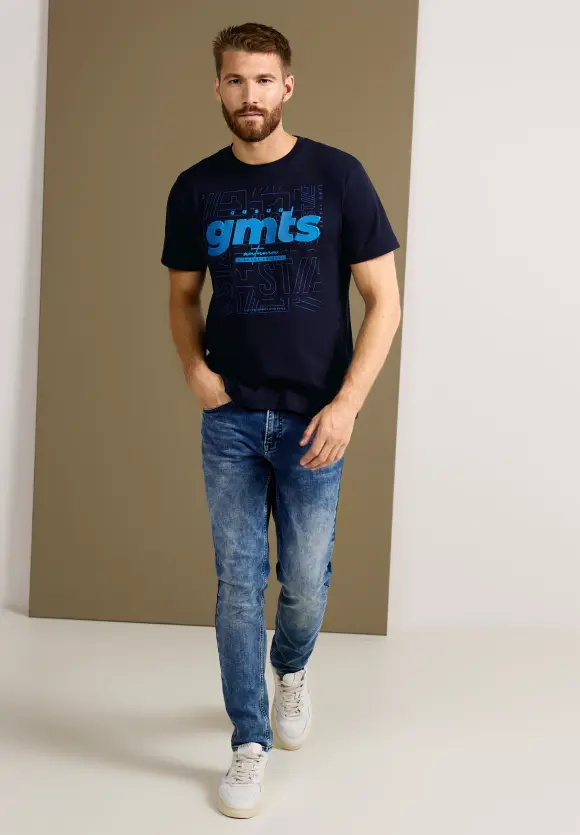 T-Shirt mit Frontprint - nightshadow blue