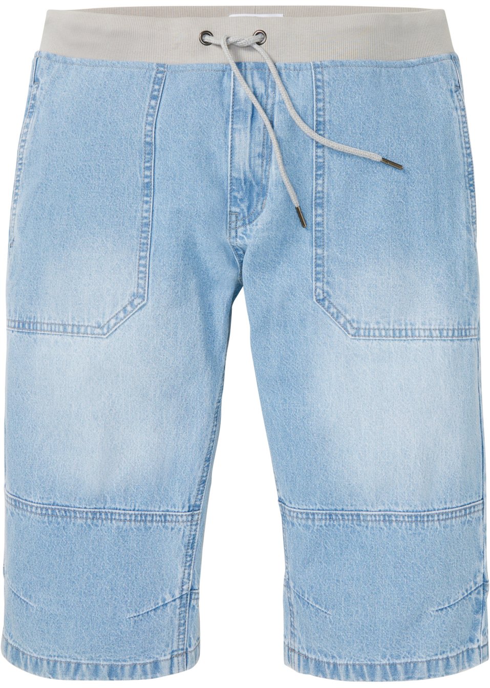 Bermuda long en jean taille extensible, Loose Fit
