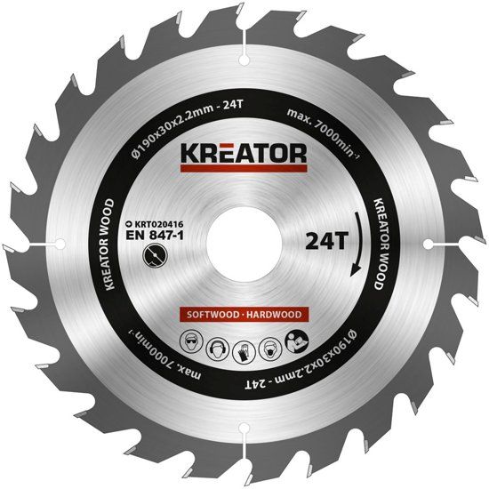 Kreator KRT020416 Cirkelzaagblad 190mm 24T - hout