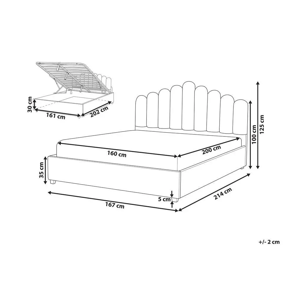 VINCENNES - Bed met opbergruimte - Wit - 160 x 200 cm - Fluweel