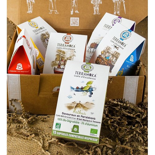 Coffret 6 etuis de cafe bio en capsules