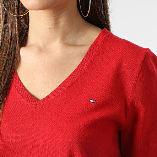 Pull Col V Femme Heritage 5294 Rouge