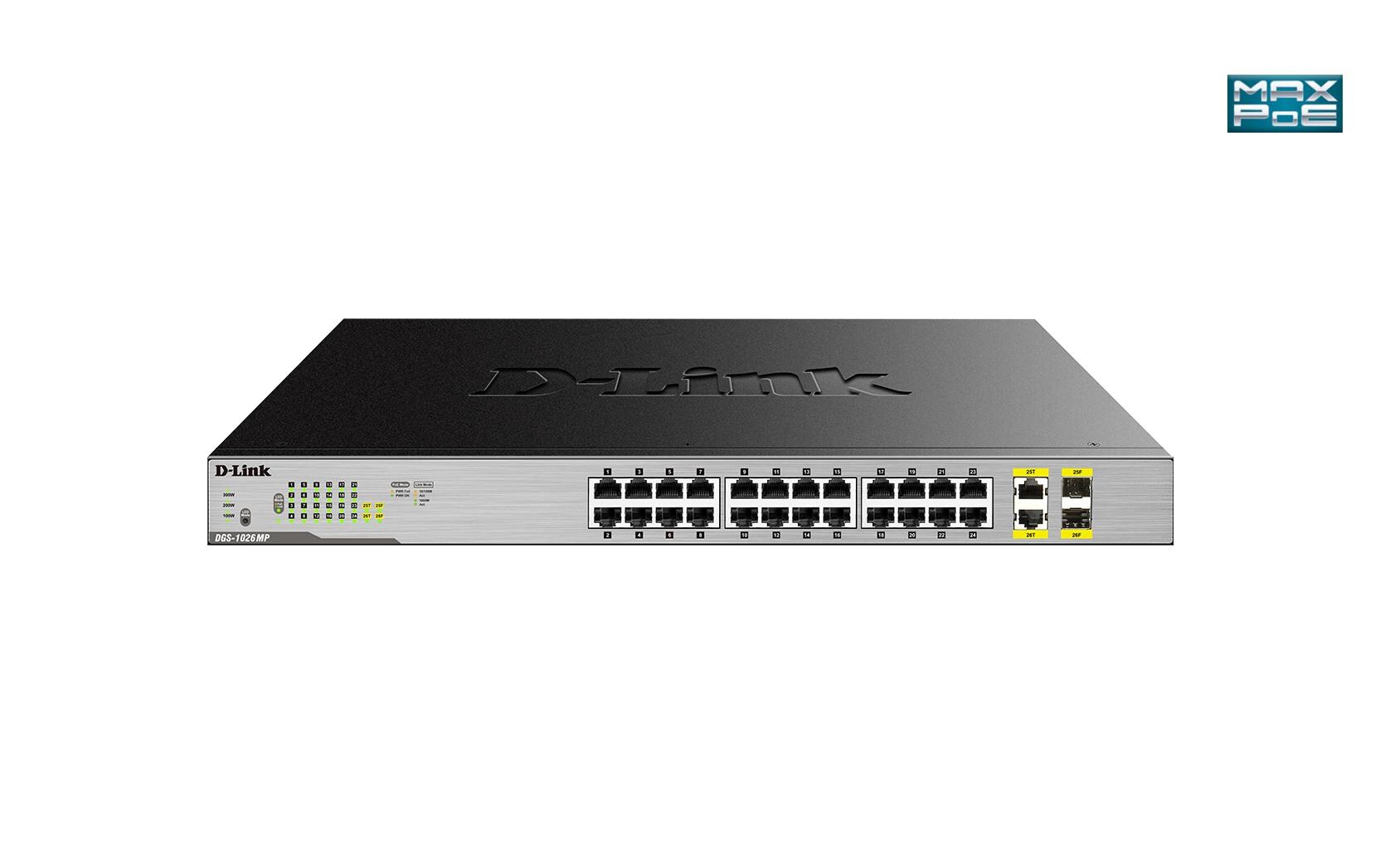 PoE+ Switch DGS-1026MP 26 Port<br>26-Port Layer2 PoE+ Gigabit Switch