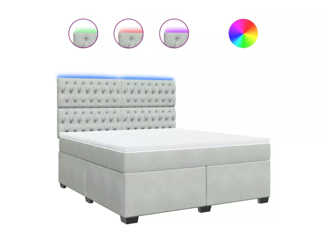 Sommier à lattes de lit et matelas Gris clair 180x200cm Velours
