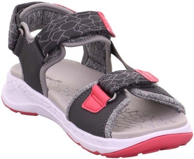 Superfit Criss Cross Sandaler, Grey/Pink