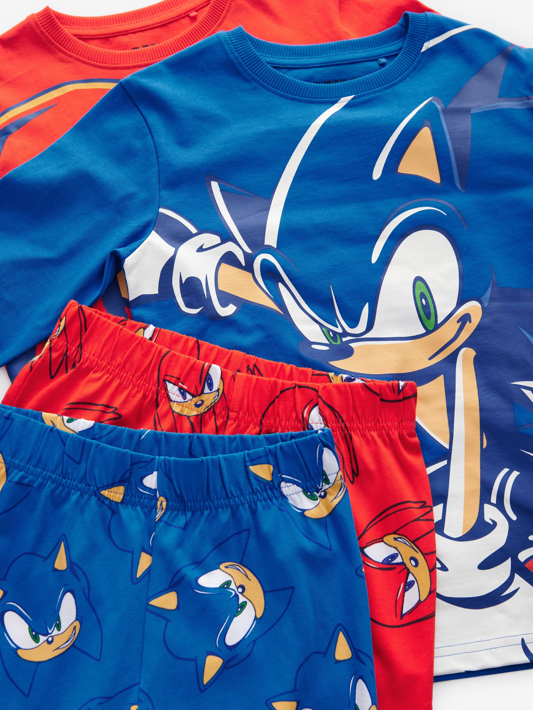 Blauw/Rood Sonic en Knuckles - Verpakking van 2 pyjama's met lange pijpen (3-14 jr)
