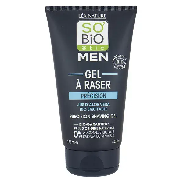 Gel de barbear de precisão So'Bio Étic Men com suco de aloe vera orgânico 150ml