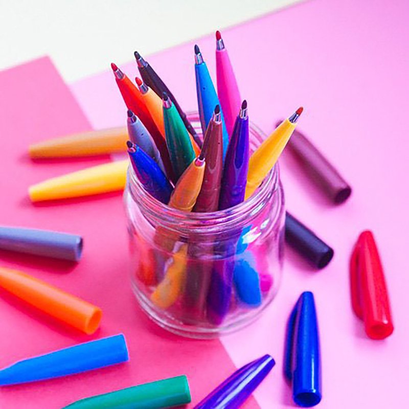 Stylo feutre Pentel Sign Pen écriture moyenne - Pochette de 7 couleurs fun