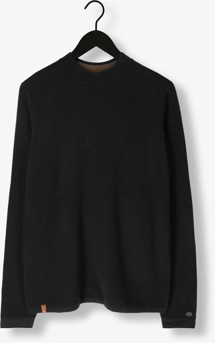 CAST IRON zwarte cast iron trui mock neck cotton modal mockneck