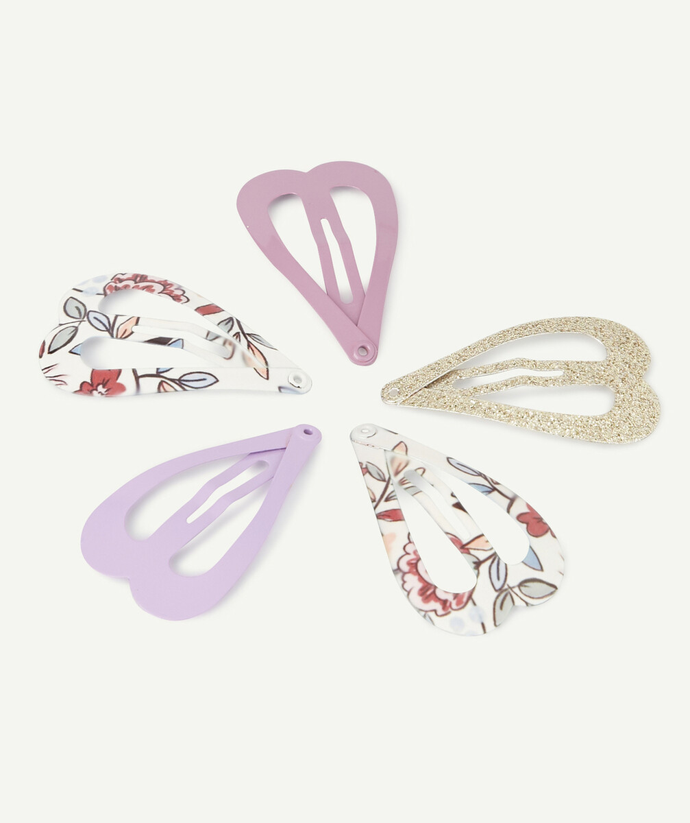 LE LOT DE 5 BARETTES EN FORME DE COEUR