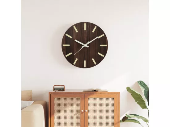 Horloge murale et échelles et aiguilles lumineuses marron Ø30cm