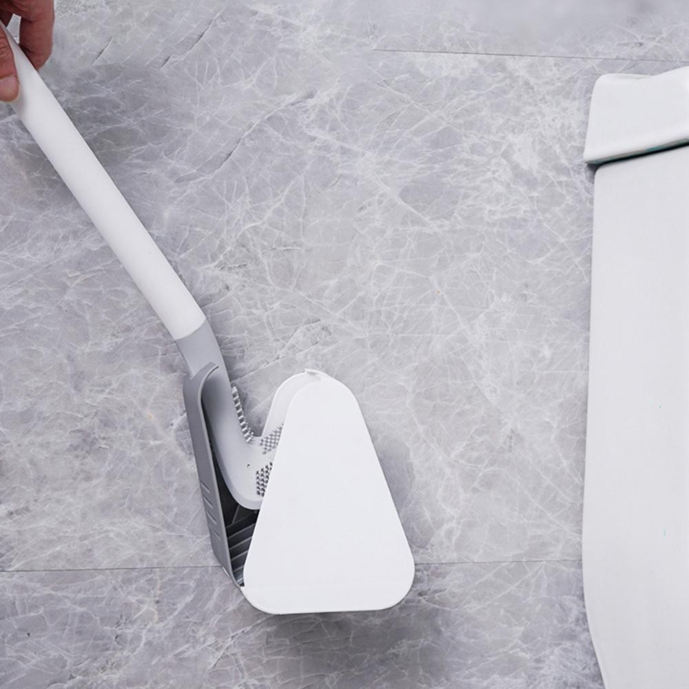 (47cm) WC Bürste Flexibler Toiletten Abfluss Reiniger mit Golfkopf   Wandhalterung - Schwarz / Grau