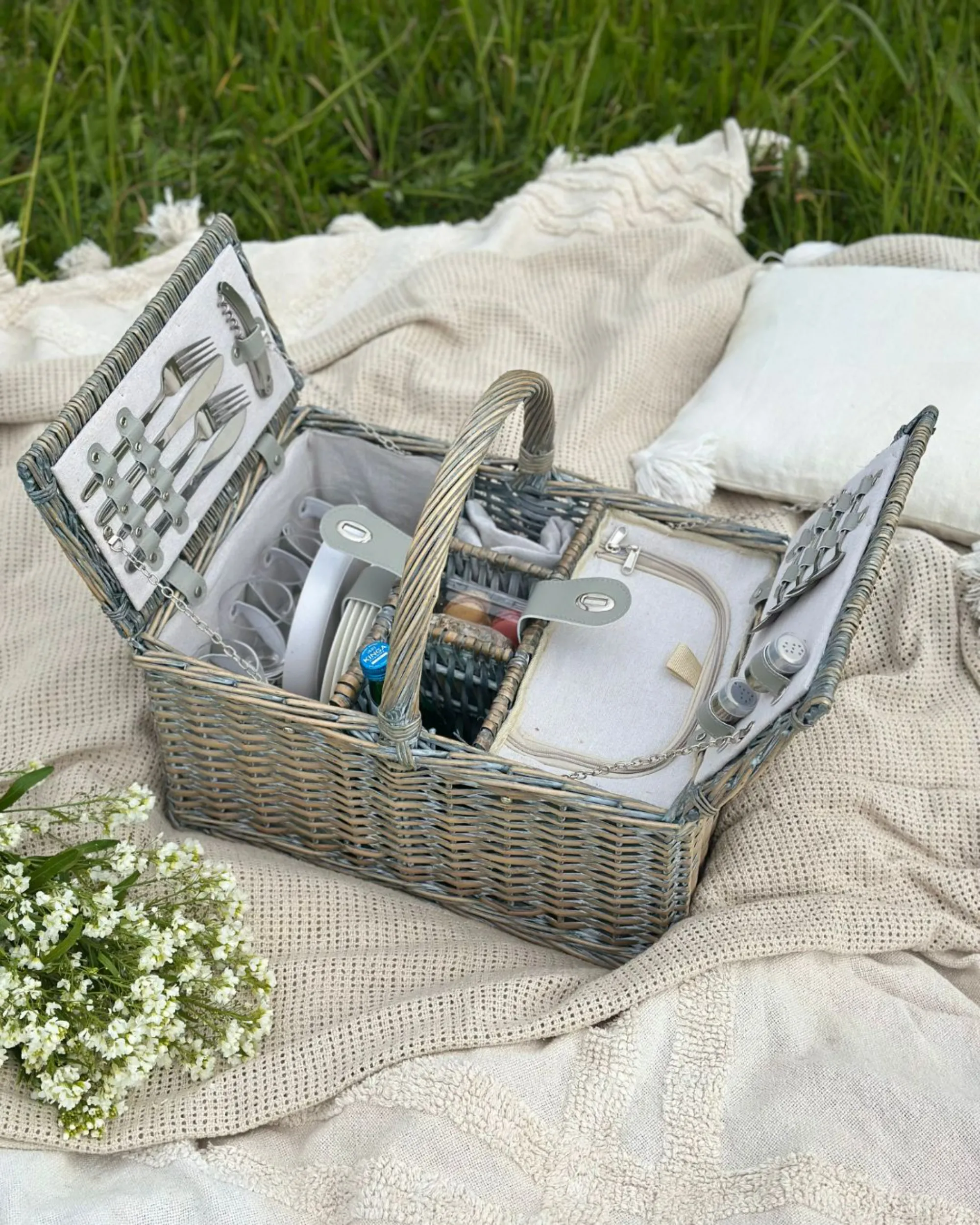 Picknickmand GROSEILLE Wicker Grijs