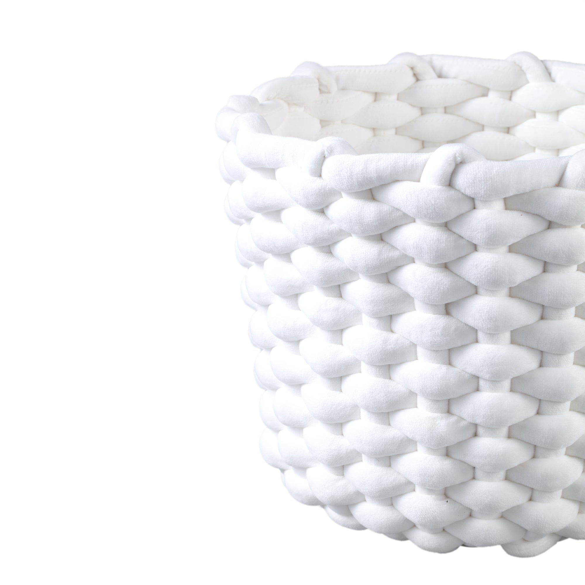 PTMD Olliver White Velvet Rope Basket No Handles SV3