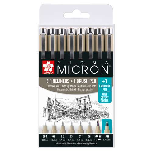 SAKURA® PIGMA® MICRON™ Fineliner-Set   Everyday Pen gratis