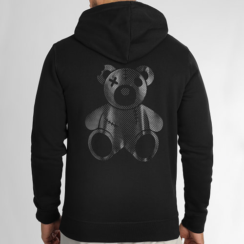 Sweat Capuche Carbone Nounours Noir