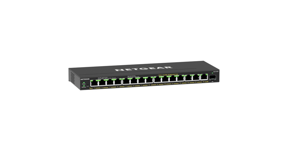 NetgearGS316EP switch  (Zwart)