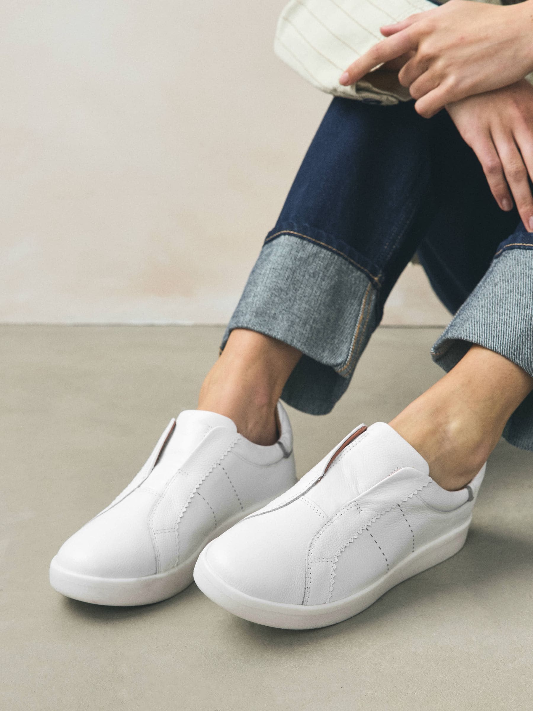Wit - Signature Premium Leather Laceless Slip-On Trainers