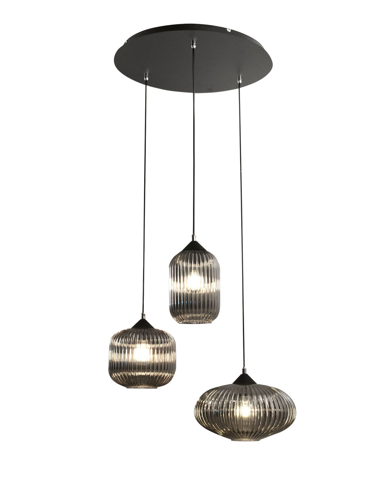 FABAS LUCE Retrofit Pendelleuchte NORDAL 3-flg grau