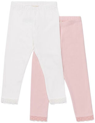 Petite Chérie Atelier Amandine Leggings 2-Pack, Pink/White