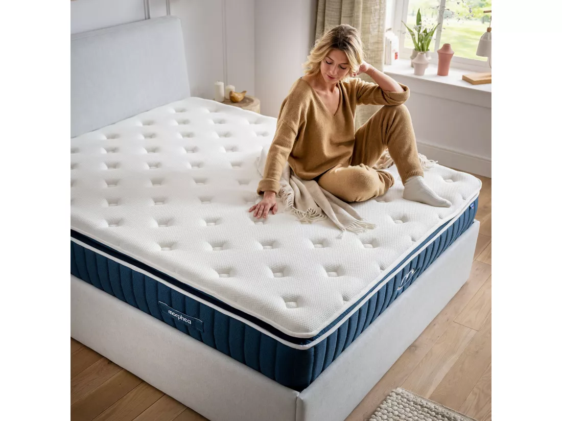 Matelas Hybride 160x200x30cm élu Produit de l'année 2025 ® VICTORIA Luxe - Mousse à mémoire forme et Ressorts Ensachés - Soutien ferme - Morphea
