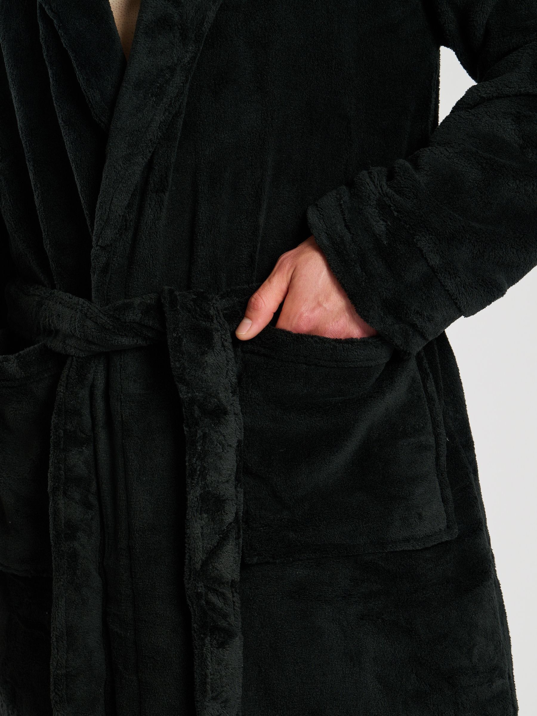 Zwart - Loungeable Fleece Shawl Collar Dressing Gown