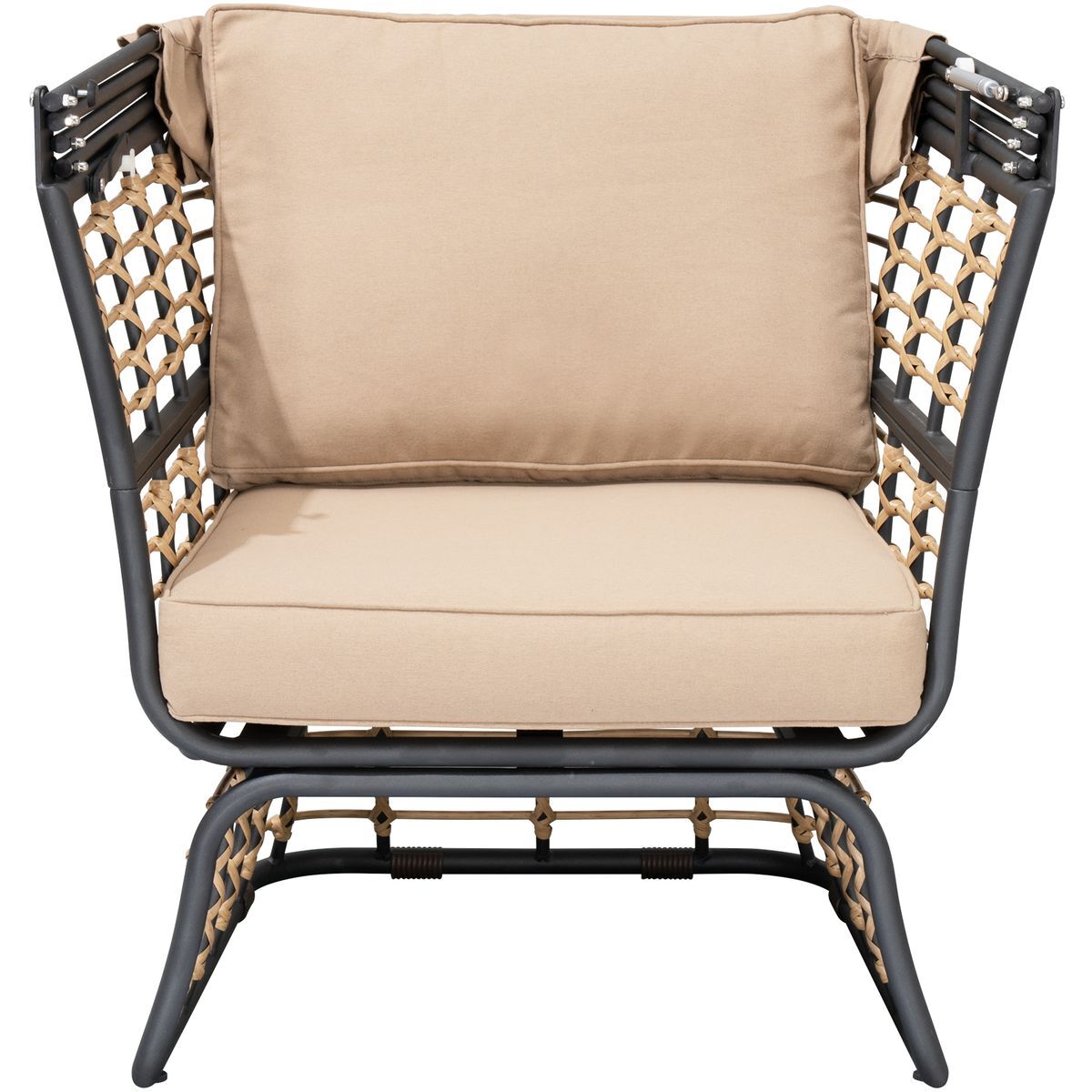 Relaxsessel PAROS - schwarz-beige - mit Sonnendach