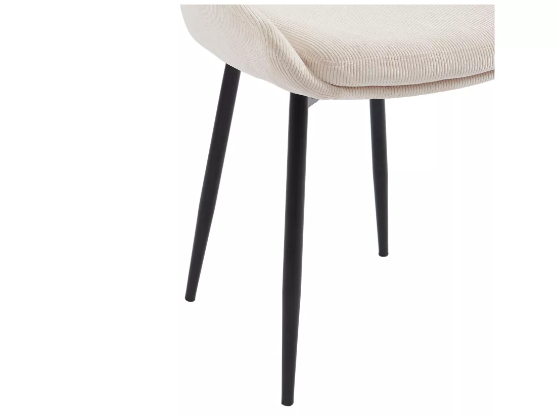 Lot de 6 chaises en velours côtelé et métal - Crème - MASURIE