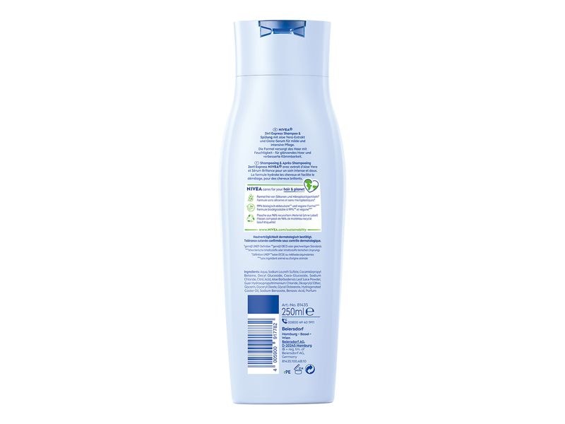 NIVEA Shampoo und Spülung 2in1 Express 250 ml Shampoo und Spülung versorgt das Haar im Handumdrehen mit intensiver Pflege