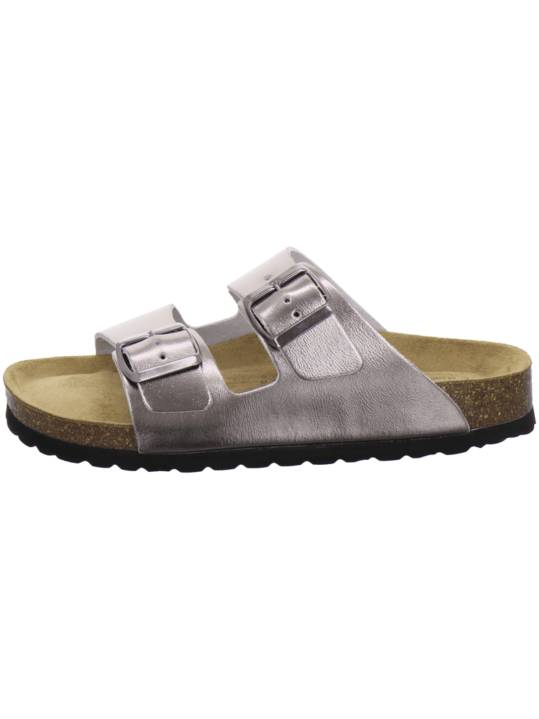 Pantoletten Damen Zweischnaller metallic